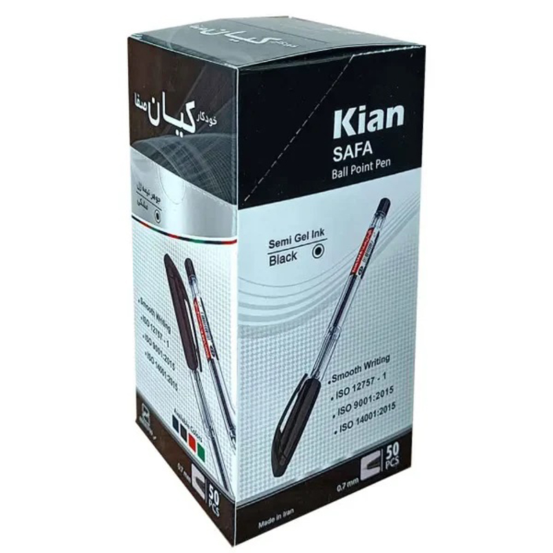خودکار صفا کیان (مشکی) نوک 1 و 0.7 میلی متر بسته 50 عددی