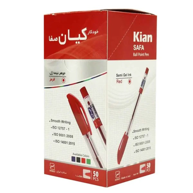 خودکار صفا کیان (قرمز) نوک 1 و 0.7 میلی متر بسته 50 عددی